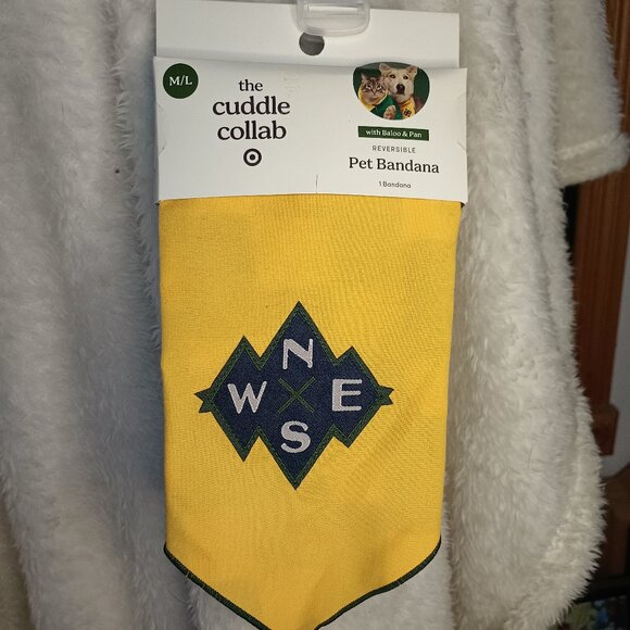 NEW Reversible Compass Dog and Cat Bandana - Dark Yellow - The Cuddle Collab M/L - Picture 5 of 8